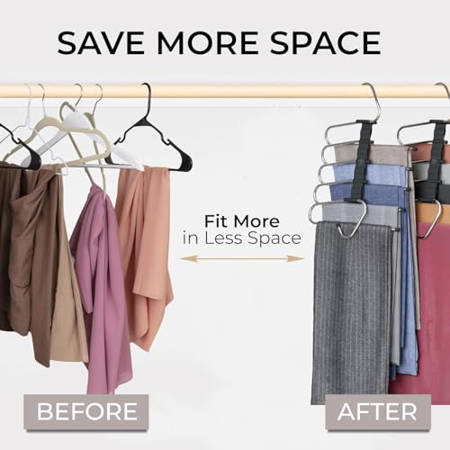 Image of JD FRESH 5 in 1 Stainless Steel Foldable Clothes Hanger /Heavy Duty Space Saving Wardrobe Hanger with Rotating Hook /Multi-Purpose Hanger for Pants, Shirts & Dresses (Pack 1)