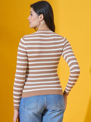 Image of 98 Degree North Women Round Neck Sweater-G1579-L.Camel