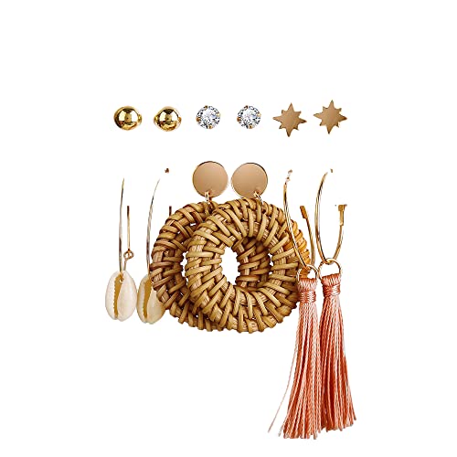 Image of Shining Diva Fashion Stylish Combo Design 6 Pairs Metal Earrings for Women and Girls (F12787er)
