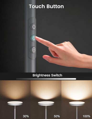 Image of UFO LED Torchiere Floor Lamp with RGB Ambient Light, 42W 3700LM Bright Dimmable Sky Lamp,71in Modern Tall Standing Lamp with Remote Touch Control&Timer,for Living Room Bedroom Office Gaming Room,Gray