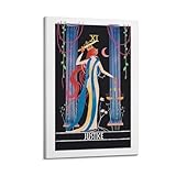 1 ZNHSzzQ Carte Justice, figurine avec échelle, épée et lune, magnifique poster peint sur toile pour salon, chambre à coucher, 30 x 45 cm, style cadre