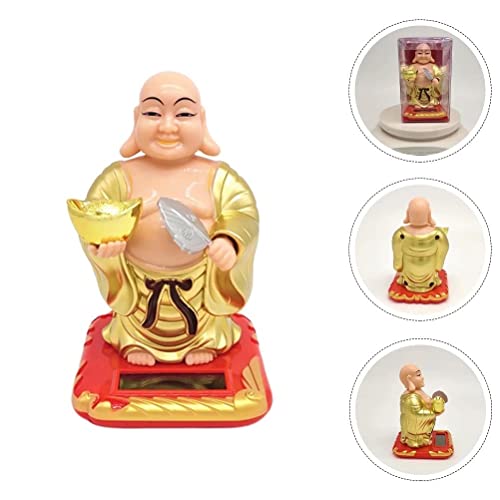 Image of WinsomeCollection Monk Hand and Head Moving Baby Laughing Lord Buddha Idol Statue Solar Powered Dancing Showpiece Gift Item Car Dashboard Decoration Room Office Hotel Home Decor