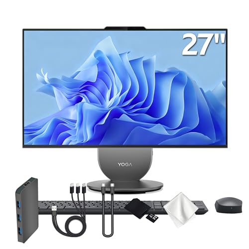 Image of Lenovo Yoga All-in-One Desktop AI PC, 27 inch QHD IPS+120Hz Display, Intel Ultra 7 255H, 16GB LPDDR5X, 2TB Storage (1TB SSD&1TB Docking Station), Intel Arc GPU, Wireless Charging, Wi-Fi 7, Win 11, Gray