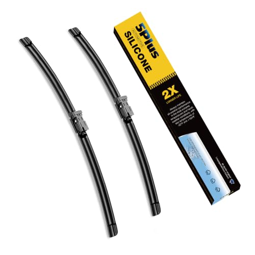 Image of 5 PLUS Premium Silicone Wiper Blades 22 inch+20 inch Front Fit Top Lock Arms 2-PACK | All Weather Performance, Waterproof Rain Wiping, Streak-Free Visibility, Long Lasting,Harsh Weather Design