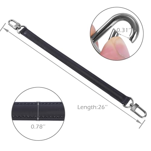 Image of Genuine Leather Plain Strap Replacement Top Handle Leather Strap for Handbag (Black-Gun Lock, 26 in)