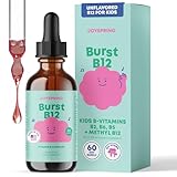 JoySpring Burst B12 Drops - Vitamin B Complex for Kids (2 fl oz) B2, B6, B5 + Methylcobalamin B12 Children Supplement to Support Healthy Growth & Development, Vegan B12, Ages 2-16+ | 60 Servings
