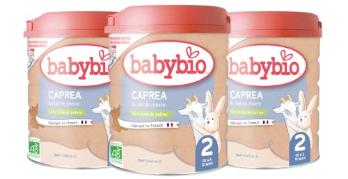 Babybio - Lait Infantile - Caprea 2ème Âge - 800g - Au lait de chèvre - dès 6 Mois - BIO - Fabriqué en France - Sans Huile de Palme - Lot de 3