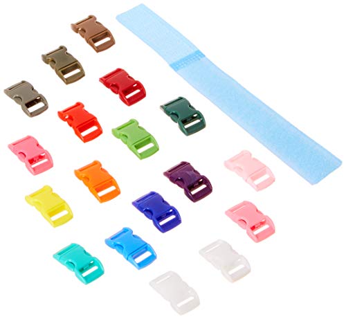 Cosmos ® 180 PCS 3/8 Inch 18 Colors (10 Each) Economy Contoured Side Release Plastic Buckles with Cosmos Fastening Strap