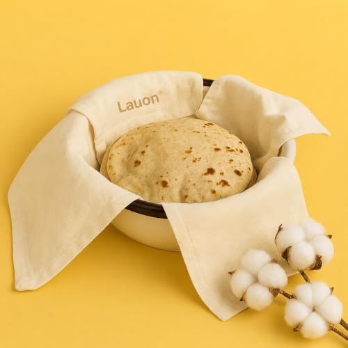 Image of Cotton Roti Cover Cloth, Reusable Chapati Storage Cloth, Soft Breathable Kitchen Food Cover, Keeps Rotis Fresh, Warm & Hygienic, Washable Cotton Fabric