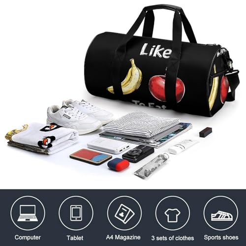 I Like To Eat Apples And Bananas Gym Bag Travel Duffel Bag Lightweight Carry On Weekender Bag Tote Bags for Women Men4