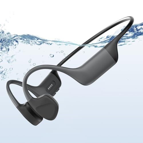 Cuffie Conduzione Ossea Nuoto,Impermeabilità IP68,Auricolari Wireless Bluetooth 5.4 con Microfono, Lettore musicale e Memoria 32GB Integrata Open Ear Auricolari Bluetooth per Corsa,Nuoto (Black)