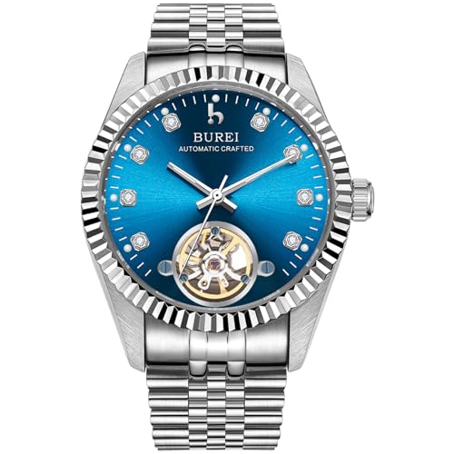 BUREI Men's Watch, Luxury Automatic Stainless Steel Watch, Fashion Waterproof