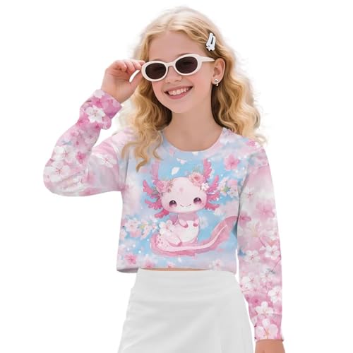 Kids Casual Long Sleeves for Girls T Shirt Sportswear Crewneck Pullover Tops Size 5-14 Years