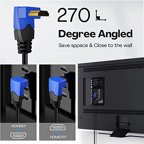 Tnp 4K Hdmi Cable Right Angle 270 Degree (3Ft) High Speed 18Gbps Hdmi Wire Cord 4K 60Hz Hdr 2K 2160P 1080P 1440P 3D Arc/Earc Ethernet F/Video Gaming Xbox & Apple Tv Hdtv Projector #TOP4