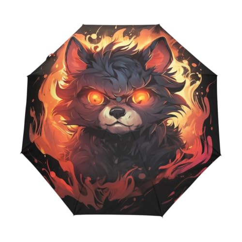 Parapluie pliant automatique panda de feu noir compact pour voyage et plage