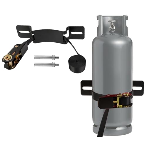 Zhichen star Propane Tank Holder, Propane Tank Mount, with 6.6FT Ratchet Straps, Steel Wall-Mounted Bracket for Oxygen, Nitrogen, & Expansion Tanks, for Mounting Various Gas Cylinders (Black)