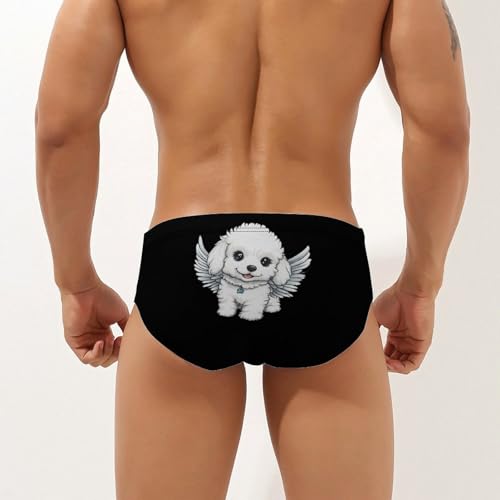 Bichon Frise Angelswing Men's Swimming Trunks Briefs Beach Swimwear Low Rise Bikini Swimsuit Print Bathing Suit2