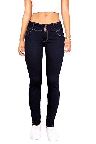 Wax Women's Juniors Body Flattering Mid Rise Skinny Jeans, Dark Denim, Size 9.0