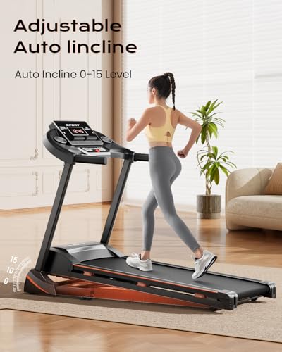 Image of Renestar Treadmills for Home, Foldable Treadmill with 15% Auto Incline, Folding Treadmills for Running Walking, 300LBS Capacity, 3.0 HP Motor, 10MPH, Bluetooth Speaker, Pulse Monitor