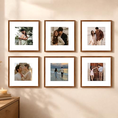 Image of Art Street Premium Photo Frame for living room, Classic Aesthetic Design Photo Frames for Photograph, Art Work, Kids Room Set of 6 (8x8 Inch, Brown)