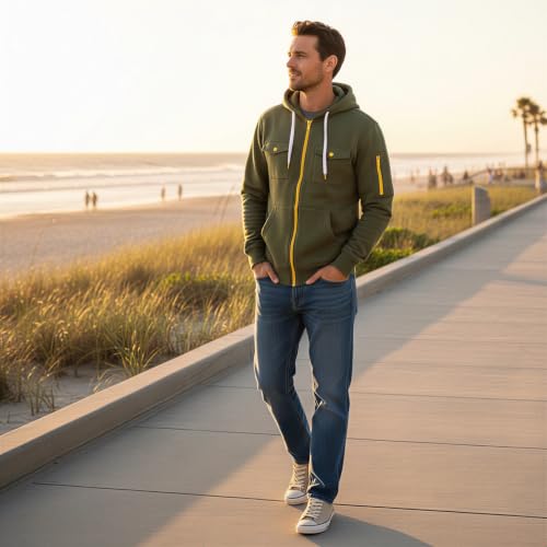 VBTAPA Mock Neck Sweatshirt Hoodies For Men Casual Workout Gym Cargo Hooded Sweatshirts Fahion Heavyweight Warm Fleece Zip Up Jacket Pockets 2026 Red S - image 2