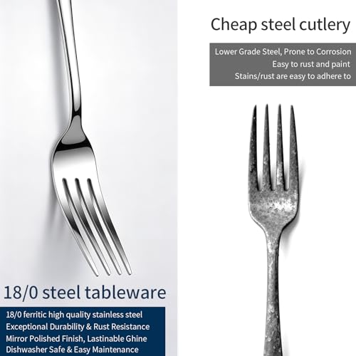 GPY 24-Piece Silverware Set with Steak Knives Nickel Free Cutlery Set for 4 - image 4