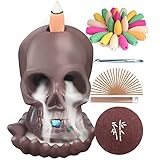 SOYO Incense Waterfall Burner Skull Christmas Decoration, Backflow Ceramic Incense Holder Goth Decor, Incense Fountain with 120 Incense Cones & 30 Incense Sticks