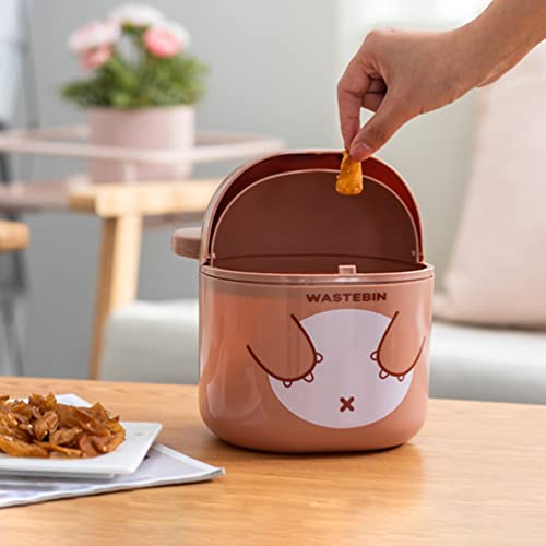 Mini basura de escritorio con tapa y diseño oso marrón miniatura 7
