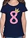 8. Geburtstag - Acht Krone Mädchen Achter - 140 (9/11 Jahre) - Dunkelblau - geburtstagsshirt 5 Jahre mädchen - F131K - Mädchen Kinder T-Shirt