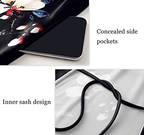 Image of PRODESIGN Kimono Robe for Women - Long Satin Sleepwear Silky Kimono Cover-Up Nightgown Japanese Bathrobe Loungewear Blouse