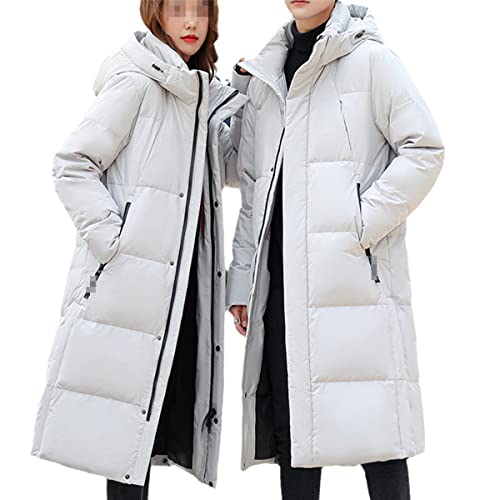 Doudoune longue et chaude à capuche pour homme et femme en beige taille XXXL