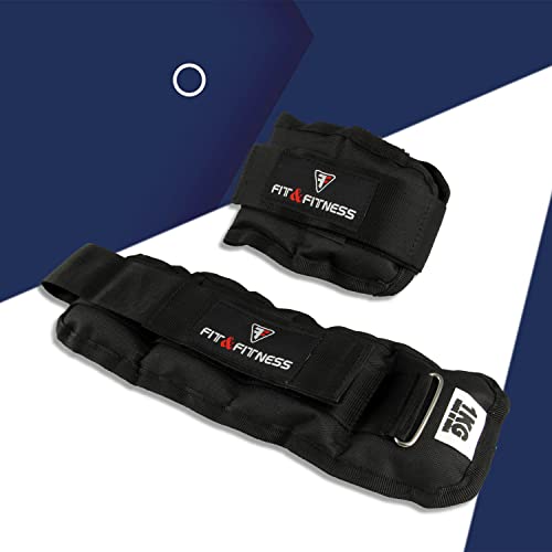 Image of FIT & FITNESS Wrist /Ankle Weights Pro Quality Adjustable Ankle /Wrist Weights for Running, Jogging, Cycling can be Used by Both Men and Women from 2 kg (1kg Each x 2 pc)