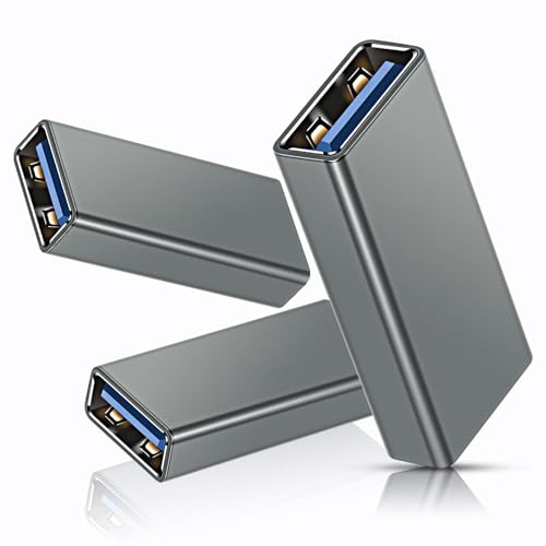 BASESAILOR Adaptateur USB Femelle vers Femelle 3-Pack,Prolongateur Coupleur USB 3.0 Rallonge Adapter Female to Female pour Double Deux Extrémités Mâle Connexion...