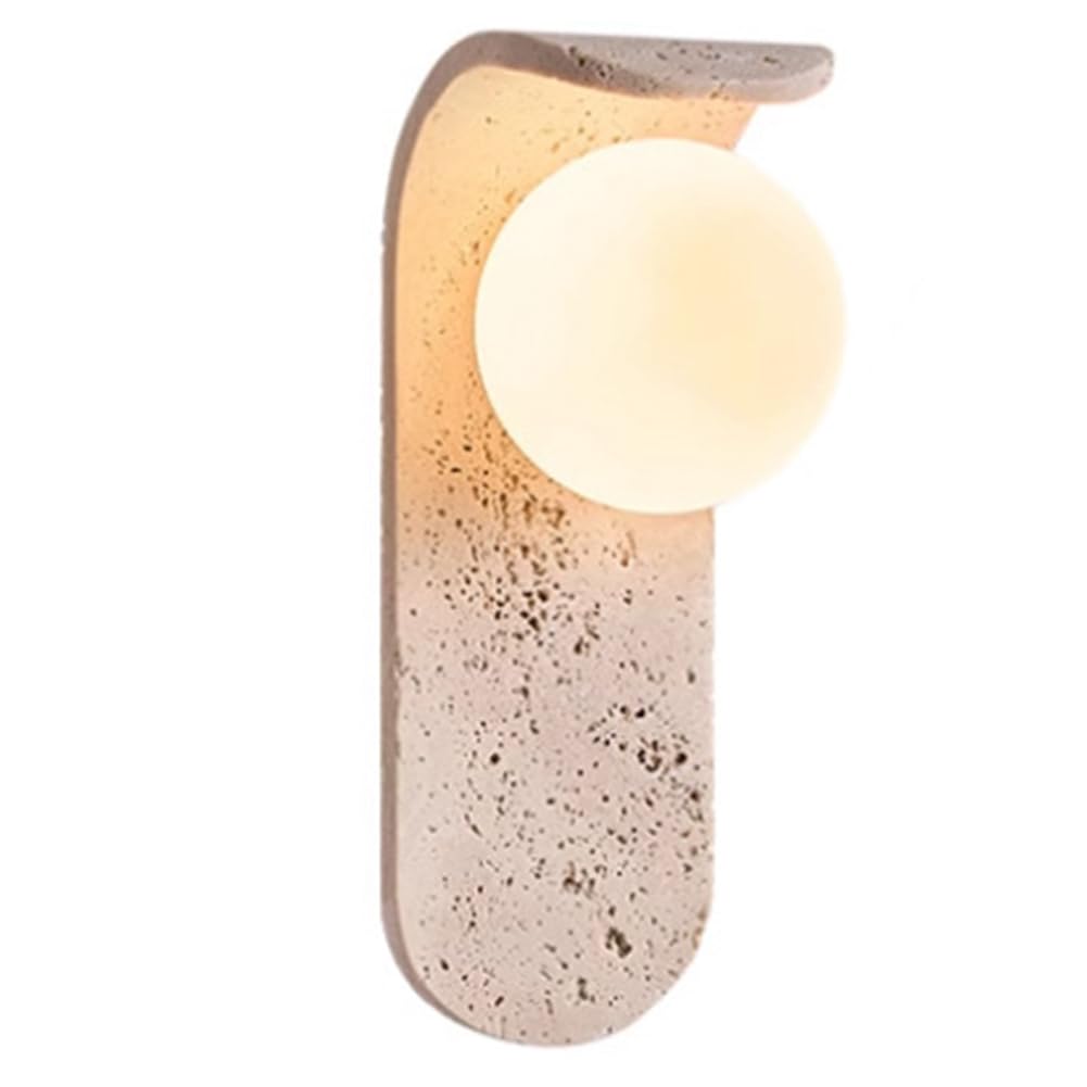 Applique murale LED en verre blanc et pierre de cave design nordique