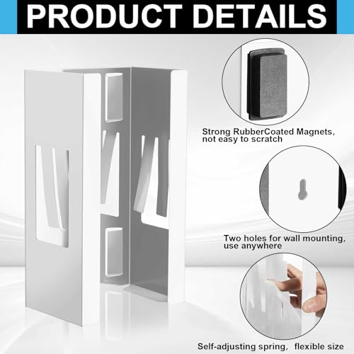 Image of Lounsweer 6 Pcs Magnetic Glove Dispenser Holders Wall Mount Boxes of Gloves Commercial Quality Towels Wipes Paper Tissue Box Holder Kitchen Fridge Office Workshops Garage Tool Hospital (White)