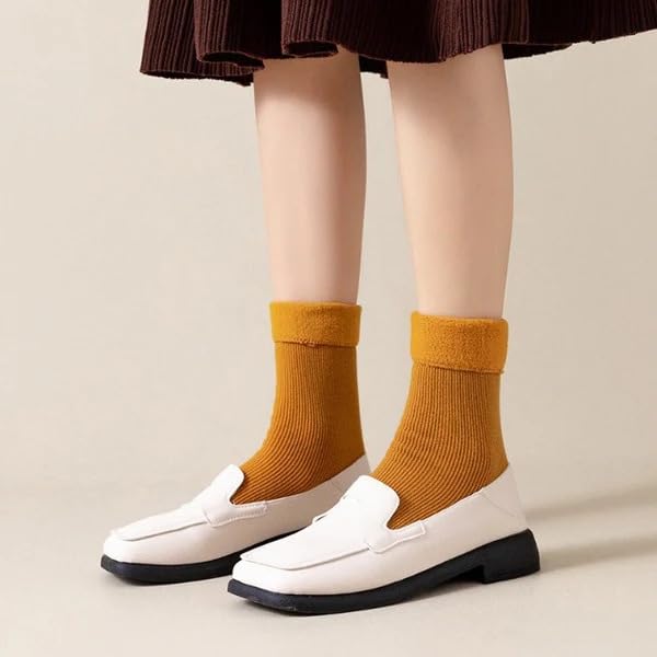 Image of SRGI Thick Woolen Socks for Women Combo Pack of 4 | Ladies Socks Wool | Thermal Winter Socks Women with Thumb & Toes | Mid Calf & Knee High Warm Woolen Socks for Winter Wear