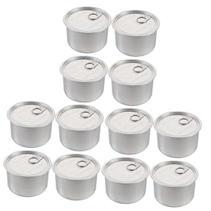 Ipetboom 12 Pcs Cans Aluminum Storage Can Container with Lid Small Tea Tins Container for Dog Food Bulk Foods Snacking Cakes Puppy Cake Cream Crackers Ash Tray Cat Food Can Large Jewelry