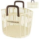 Foldable Laundry Basket - Zusammenklappbare Wäschekorb mit Griffen, Tragbarer Wäschekorb Kunststoff, KöRbe füR Schmutzige Kleidung, WäSchekorb Aus Kunststoff für Badezimmer oder Schlafzimmer, Beige