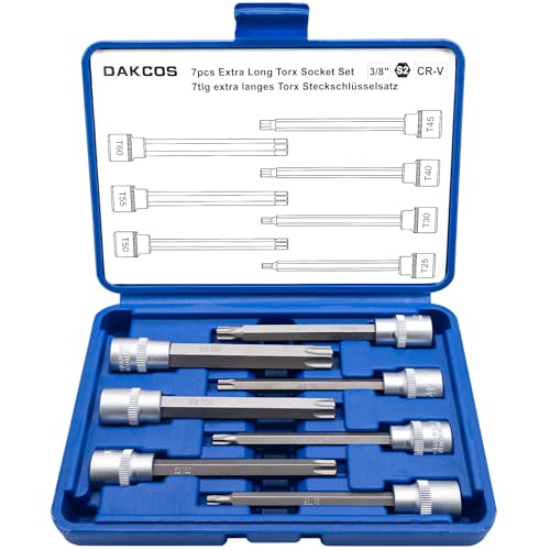 DAKCOS 7PC Douilles Torx Longues 3/8