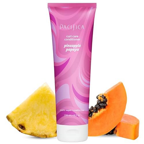 Pacifica Pineapple Papaya Curl Care Conditioner – Deep Moisture for Curly & Coily Hair, Defines Curls & Tames Frizz, Vegan & Silicone Free Clean Beauty, Vegan Cruelty-Free Dermatologist Tested