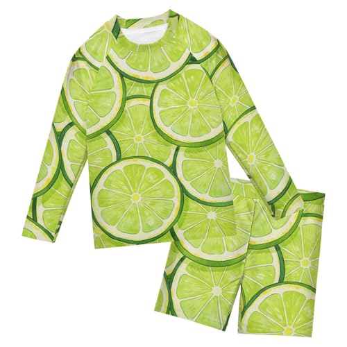 Conjunto de natación con protección UV para niños traje de baño de manga larga 3-10 años verde