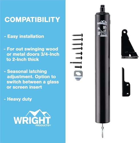 Wright Products Heavy-Duty Pneumatic Storm Door Closer – Durable, Adjustable, Quiet-Closing with Hold-Open Feature (Transitional, Black) by Wright Products - Image 4
