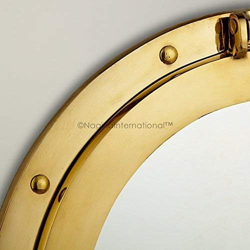 Miniatura 3 de Nagina International Espejo de ojo de buey pulido de latón náutico de lujo de 10 pulgadas  Espejo decorativo de barco pirata  Decoración del hogar y