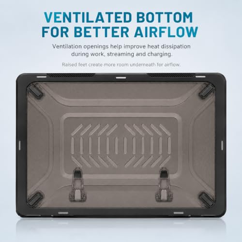Image of Soonjet for MacBook Air 15 inch Case M5 M4 M3 M2 2026-2023, Rugged Black | Heavy Duty Hard Shell, Shockproof Hybrid Laptop Cover, Military Drop Protection, TPU Bumper, Foldable Kickstand, Full-Body