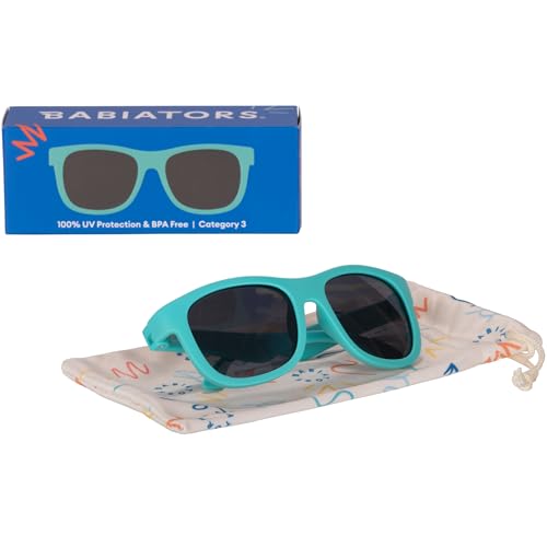 Image of Babiators Kids Sunglasses With UV400 Lens for 3-5 Years Kids, 100% UVA + UVB Sun Protection | Non-Breakable Flexible Rubber Frame, Shatter and Impact Resistant, BPA Free | The Navigators - Turquoise