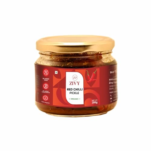Zivy Red Chilli Pickle village style | Fresh Homemade Pickles | No Preservatives, No Artificial Flavours | Lal Mirch ka Achar (Red Chilli Pickle -300gm) अचार