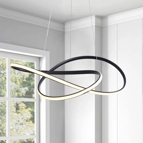 Lustre LED contemporain plafonnier suspendu moderne luminaire chandelier noir