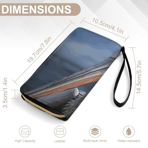 Realistic Pelican Leather Wallet Smooth Zip Around Clutch Wristlet Travel Long Soft Purse for Women2