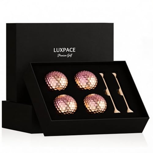 Pink Gold Gradient Laser Golf Balls - 4 Balls Premium