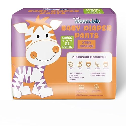 Image of Apollo Essentials Extra Absorb Baby Diaper Pants Large, 82 Count